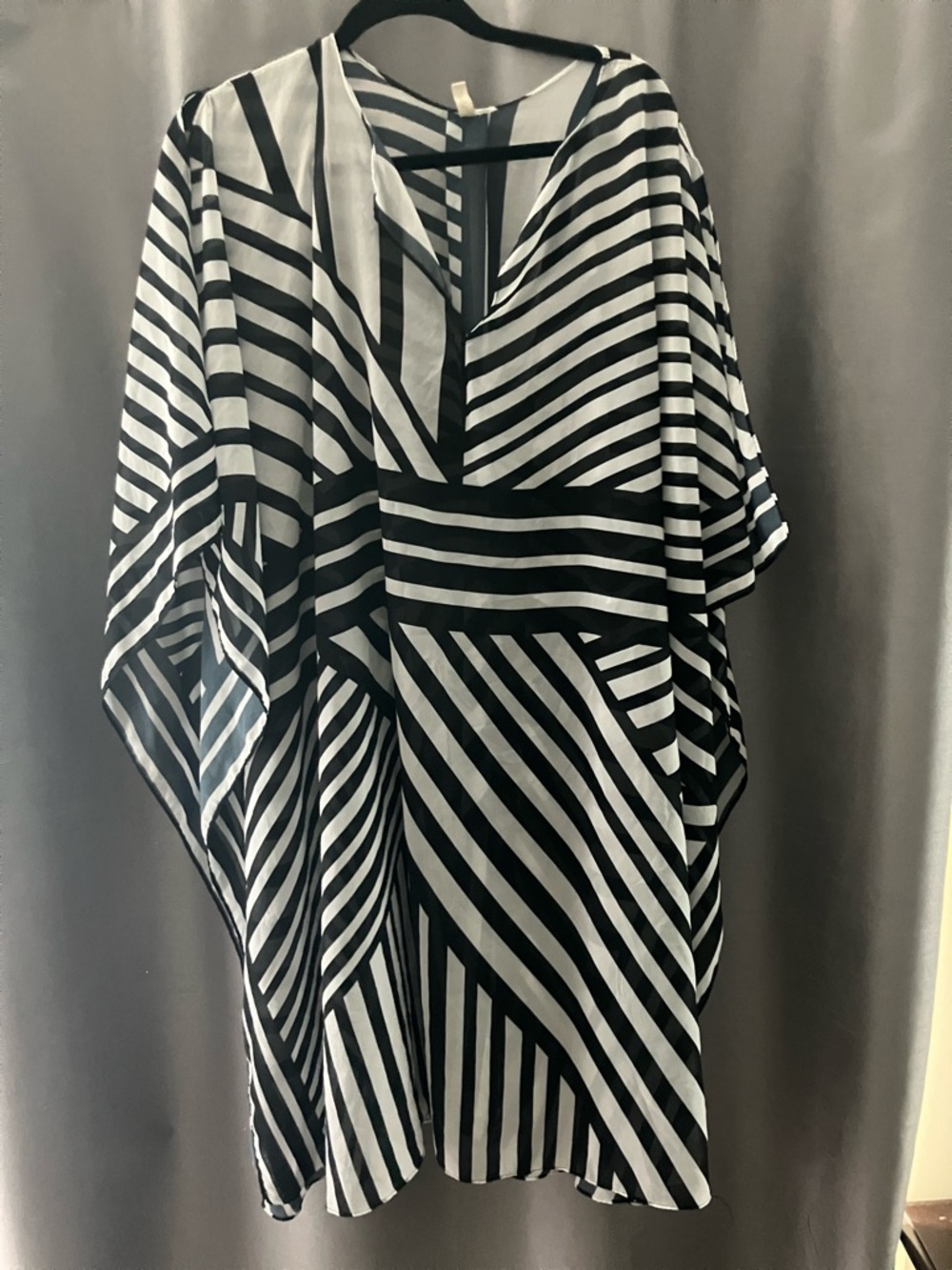 Striped Black and White Swim Coverup Kaftan
